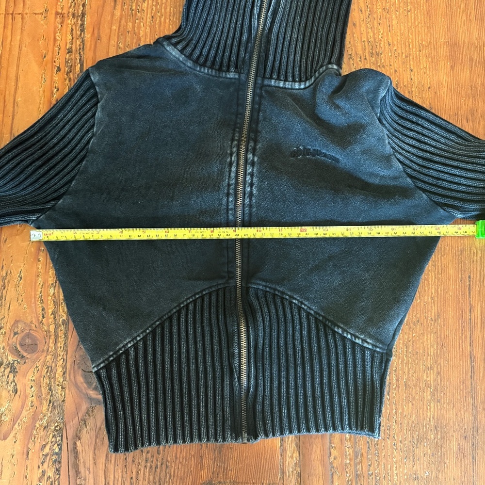 BDG Thea Ribbed Track Sweater in Size Large, Black Wash, Cropped Turtleneck - Picture 6 of 11